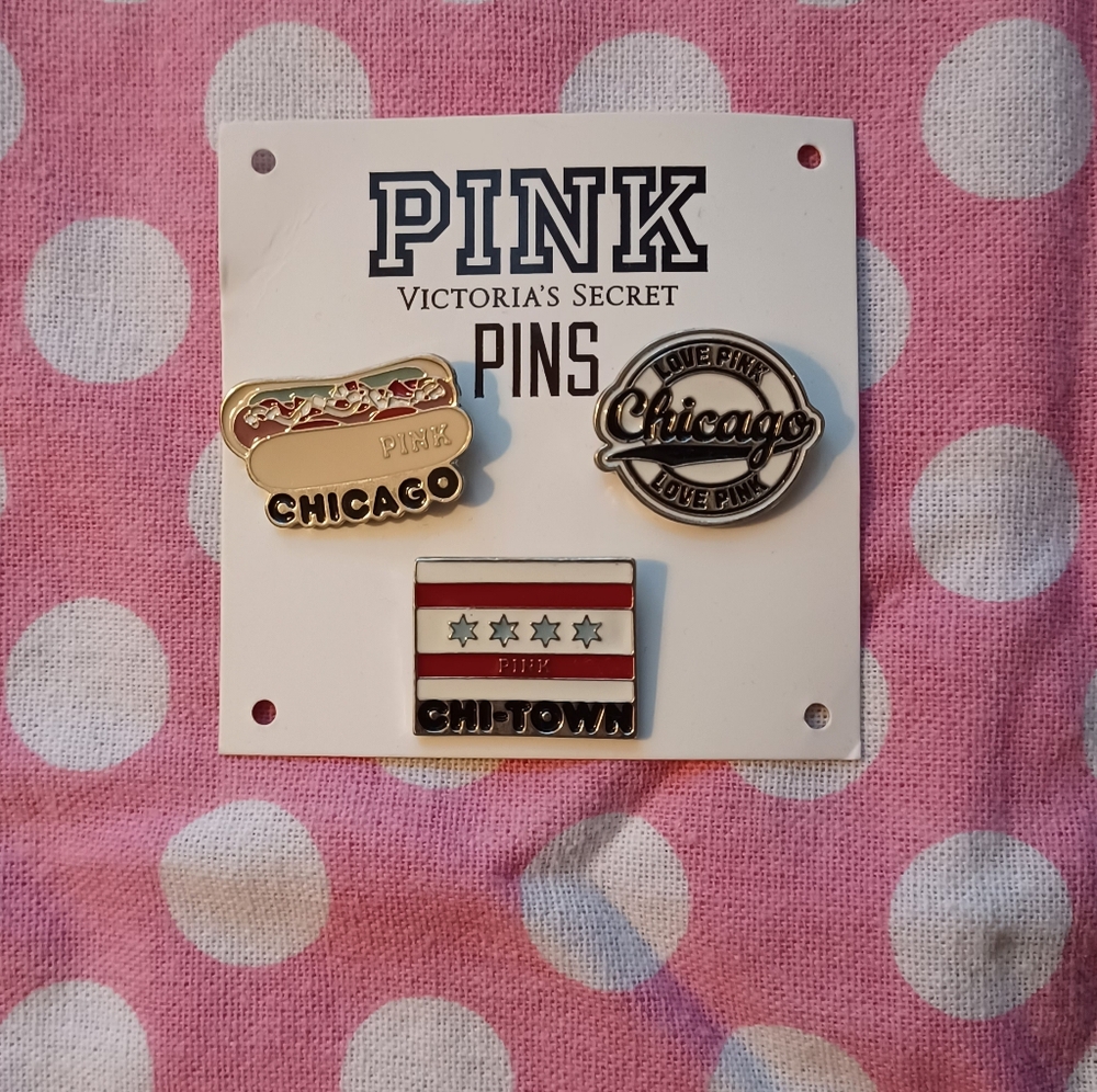 Victoria's Secret PINK Chicago Pin Trio Vintage, Htf!